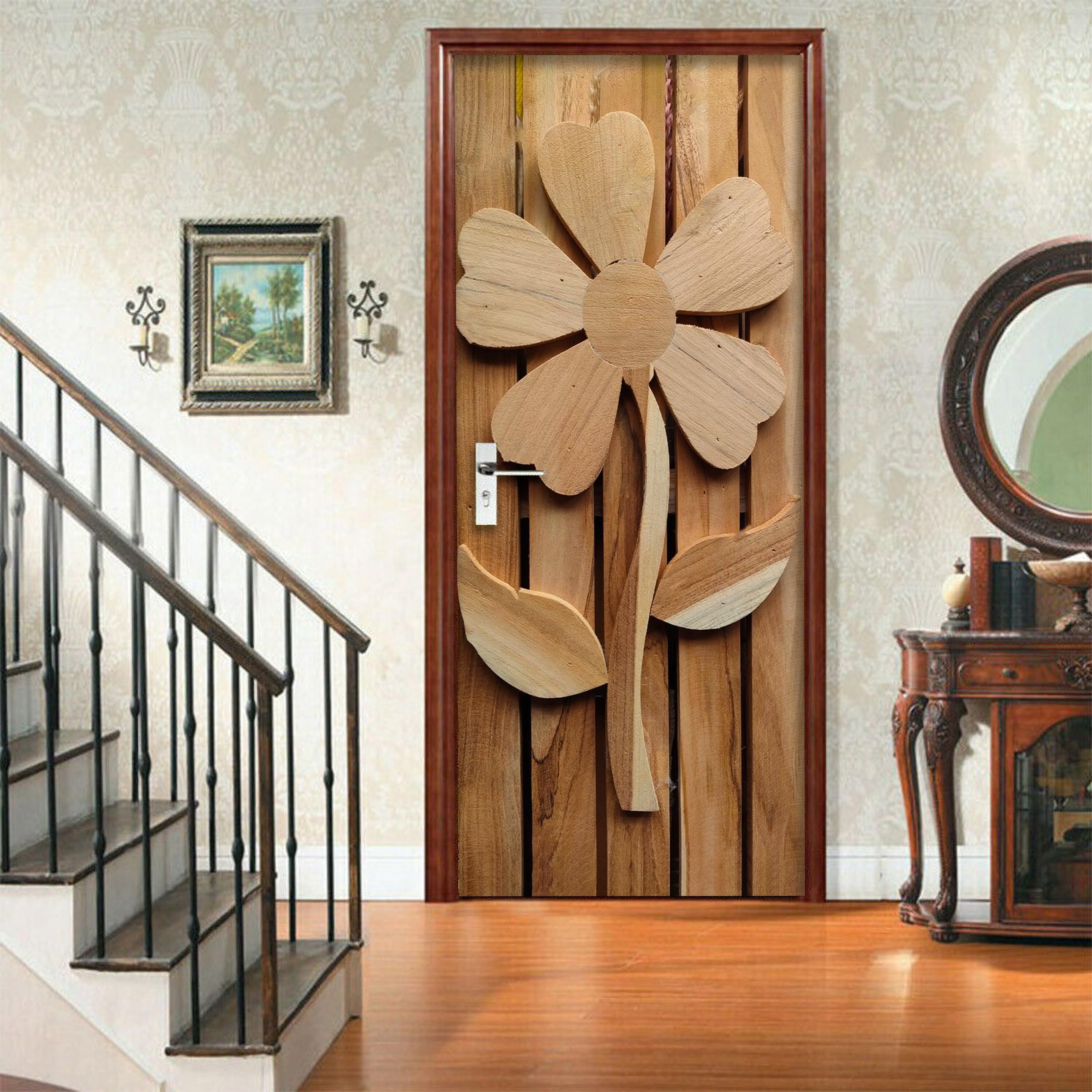 WHITECRAFTS 3D Leaf on Wood Door Sticker Wallpaper Self Adhesive Door Vinyl, Door Sticker Peel and Stick Removable Vinyl Decals for Home Decor,Water Proof (30x78 inch) (B0D7VSQ7J6) Amazon Price History, Amazon Price Tracker