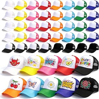 Joyclub 40 Pack Colorful Trucker Hats Bulk Adjustable Sublimation Hats Blank Snapback Mesh Baseball Cap for Man Women