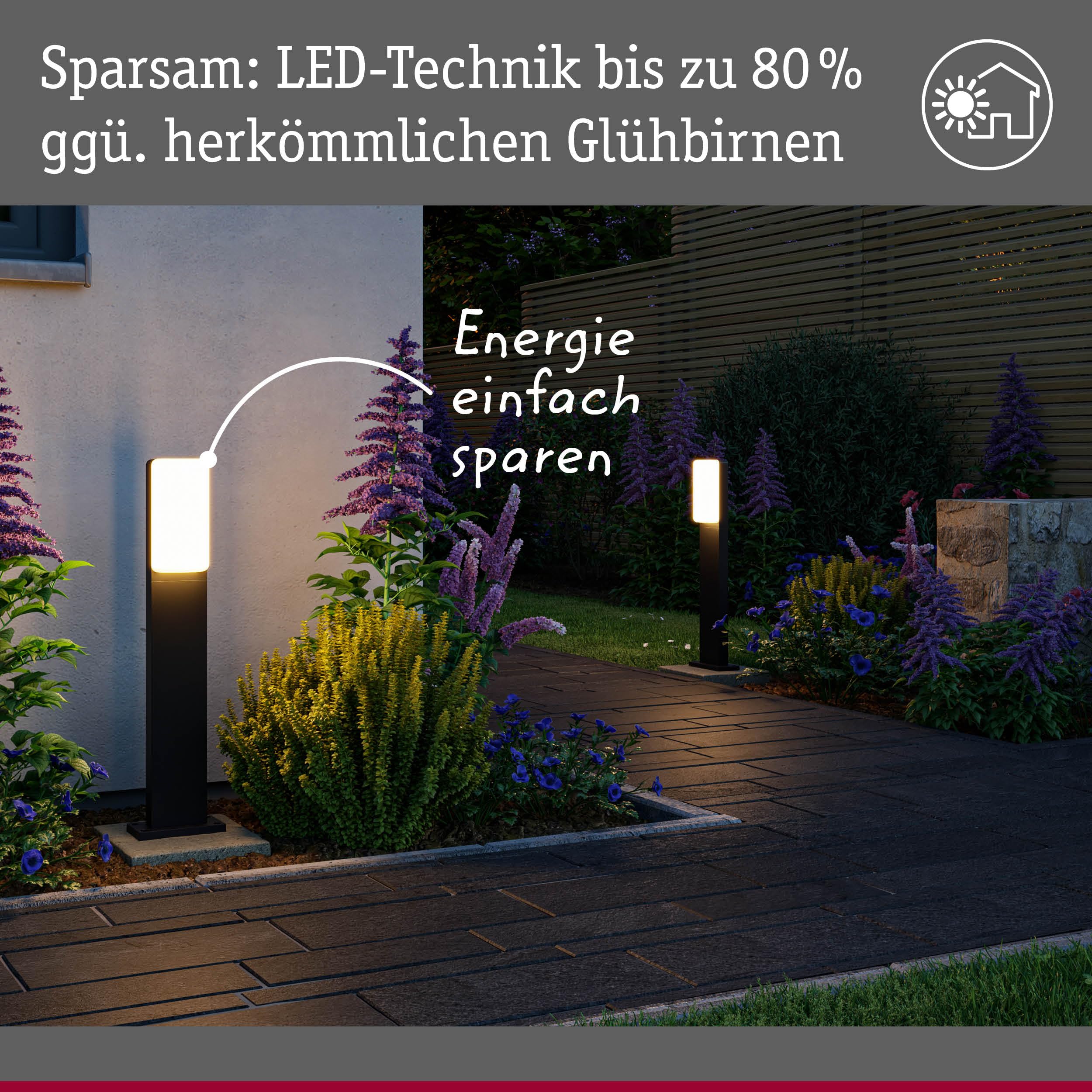 Paulmann 94852 Paletto d’illuminazione LED Bonnie IP44 600mm 3000K 8,5W 560lm 230V antracite alluminio apparecchio per esterni