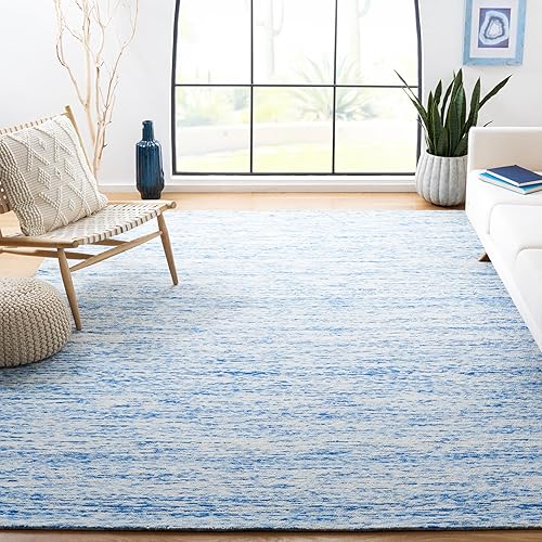 SAFAVIEH Himalaya Collection - Alfombra de área de 8 x 10 pies, azul, lana hecha a mano, ideal para zonas de alto tráfico en sala de estar,