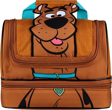 Get Trend Scooby Doo Lunch Bag for Kids Insulated Lunch Box with Compartments Double Decker Snacks Food Carrier for School Travel Picnic Cooler Bag Brown Scooby Doo