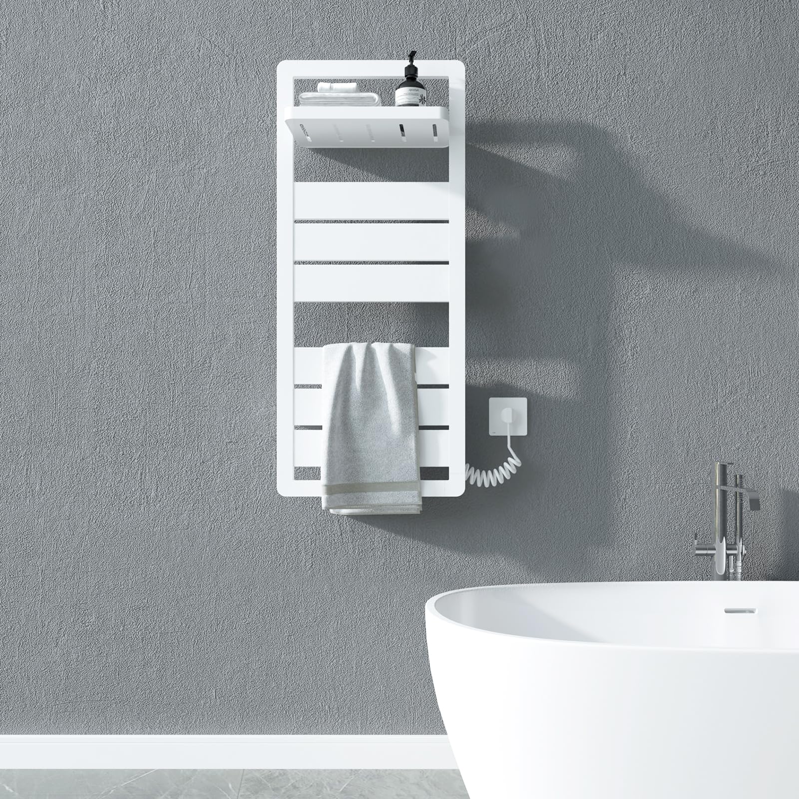 Amazon.com: Towel Warmer for Bathroom Electric Wall Mounted Towel Rack  Heated for Blanket Ferfect Fit Your Bath Tub Matte White : Home u0026 Kitchen
