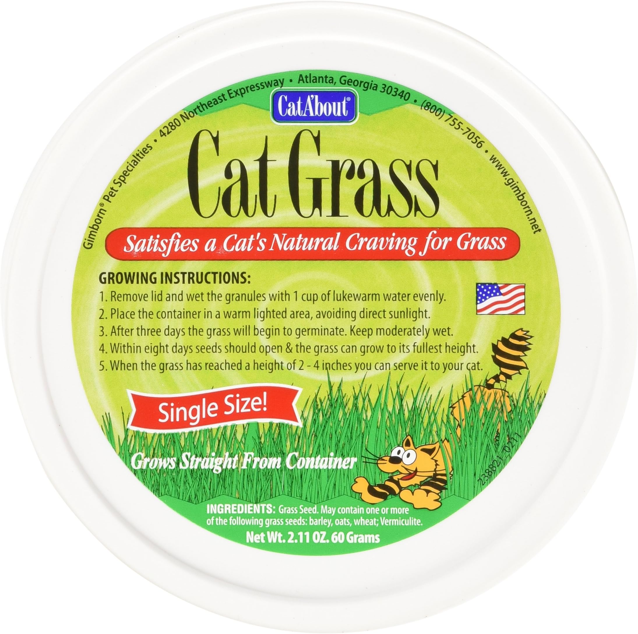 Cat-About By Miraclecorp Gimborn Single Cat Grass Plus, 60-Gram