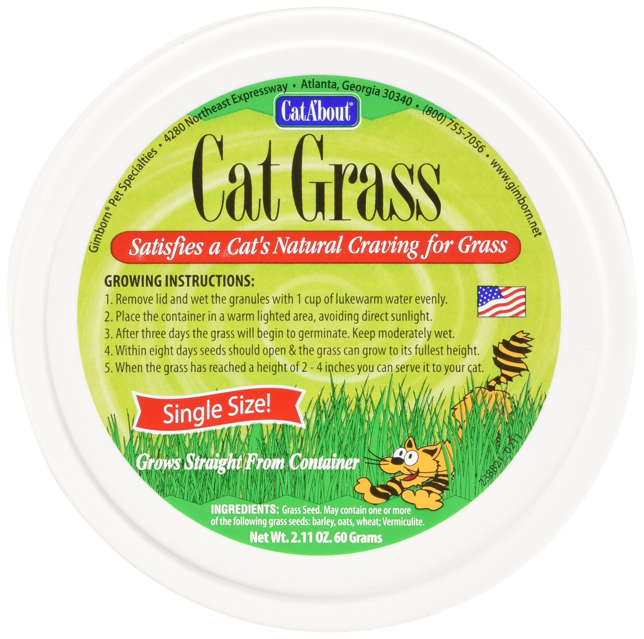 Cat-About By Miraclecorp Gimborn Single Cat Grass Plus, 60-Gram