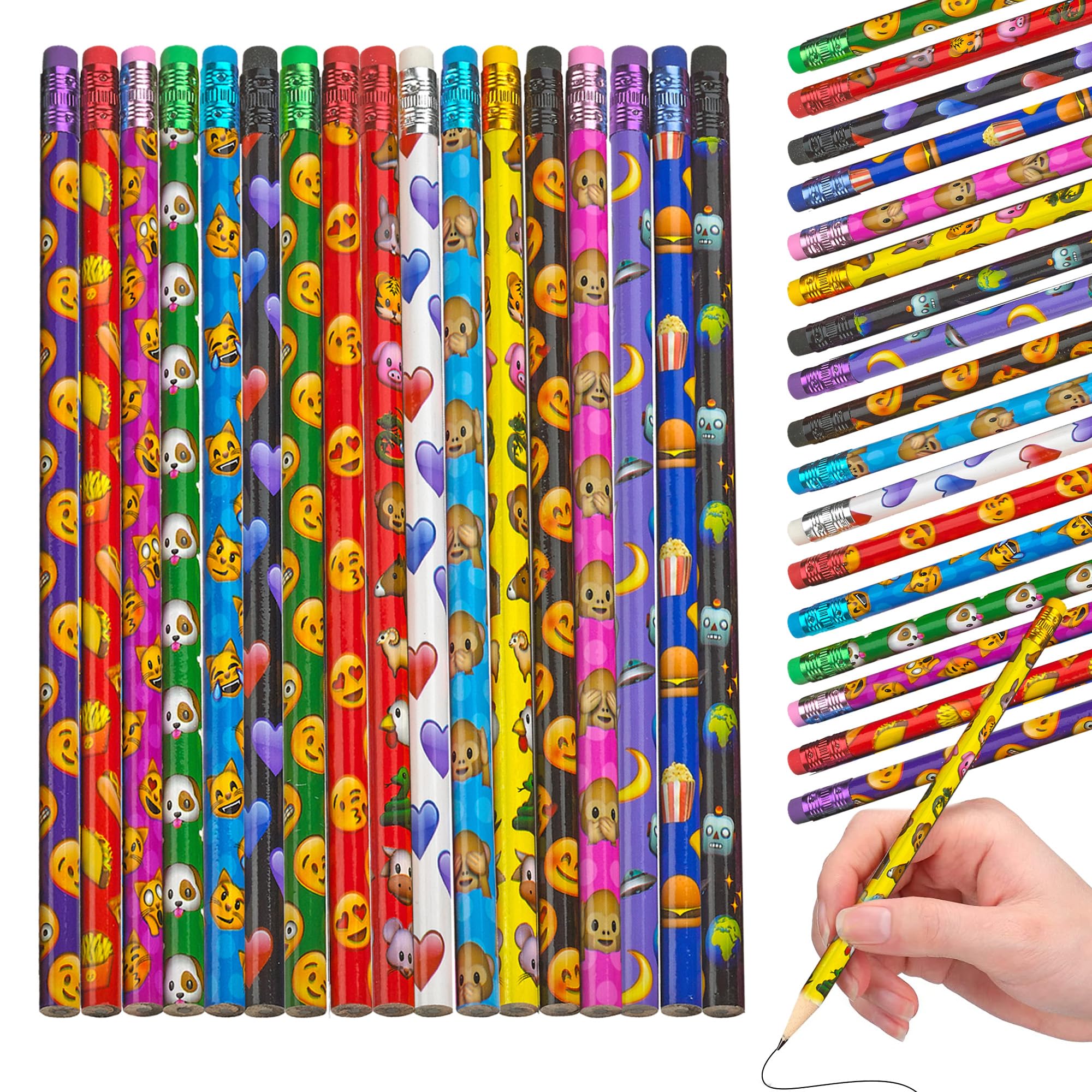 Emoji No 2 Pencils for Kids, Smiley Classroom Prizes, Goody Bags, 36 Pack