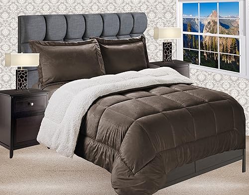 Miniatura 29 de Elegant Comfort Softest - Juego de edredón de 3 piezas de microvisón de alta calidad, suave, acogedor, con respaldo de sherpa, reversible