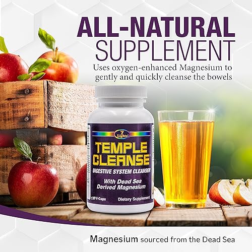 Miniatura 2 de Temple Cleanse 120 cápsulas  Oxígeno y Magnesio del Mar Muerto Limpieza de Colon Detox, alivio del estreñimiento de acción rápida, sin