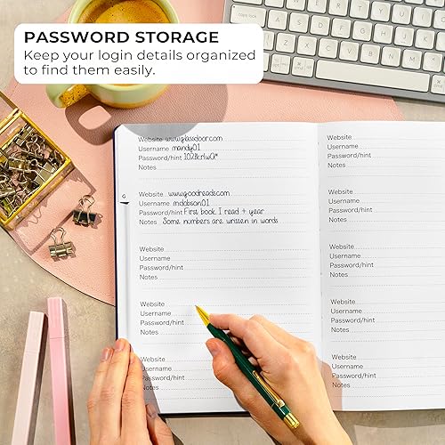 Miniatura 3 de CLEVER FOX - Libro de contraseñas con pestañas. Organizador de direcciones y contraseñas de Internet con pestañas alfabéticas. Cuaderno grande de