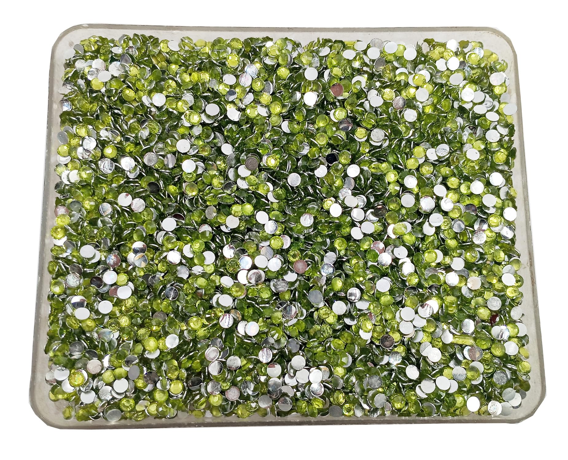 eshoppee 4mm Green Round Resin Stone, chandla Sitara Stone | 100 gm Box, Jewellery Making Art and Craft DIY kit, Glitter Sequince Rhinestones Beads, Dress Making Material-image-23