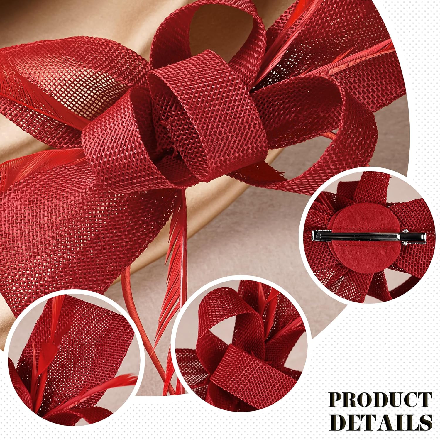 Victoria Tea Party Hat - 2025 Bow Derby Attire Hats with Hairpin,1920s 50s Feather Fascinators for Women - Image 5