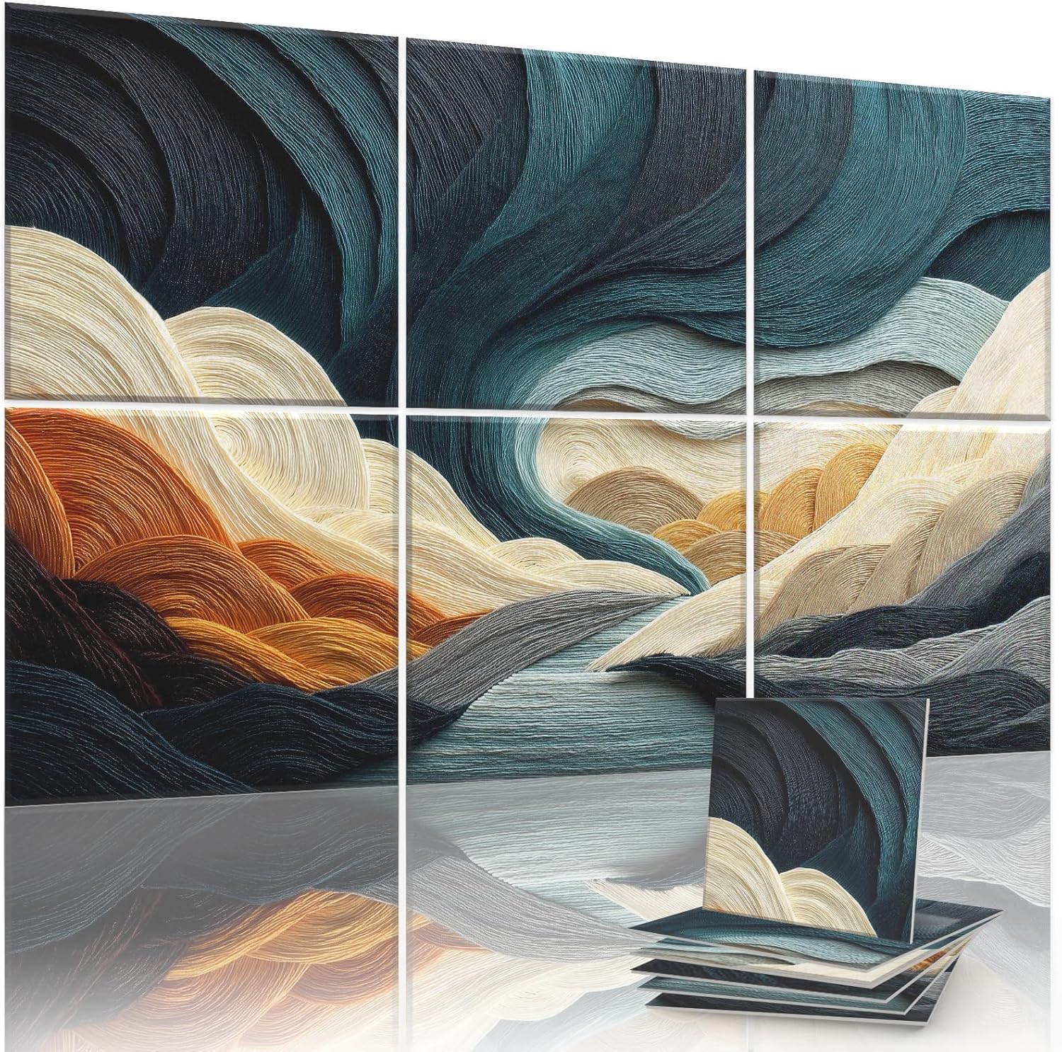 6 Pack Sound Absorbing Panels 72x48 Inch Decorative Acoustic Panels Acoustic Wall Panels for Home Office Studio Quick and Easy Setup 72×48 inches Fiberfield