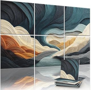 JaneTech 6-Pack 72x48 Inch Decorative Acoustic Sound Absorbing Panels for Studio, Home Office, Theater - Easy Nano Glue Install