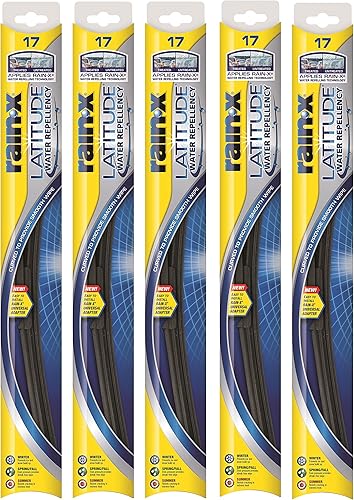 Rain-X 5079275-2-5PK Latitude - Limpiaparabrisas repelente al agua 2 en 1, 18 pulgadas (paquete de 5)