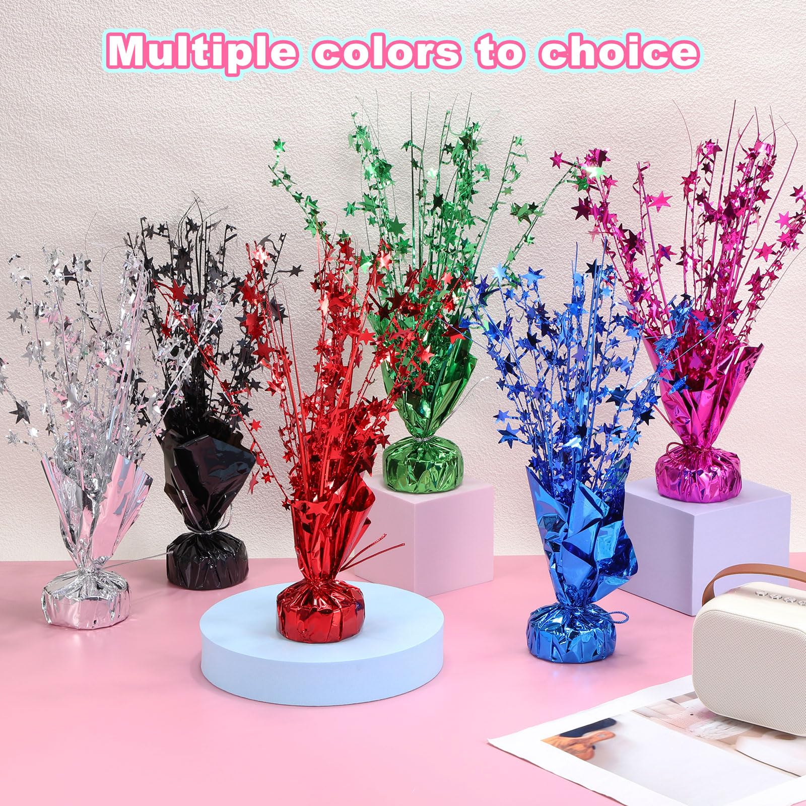 QUARKZMAN 4Pcs Centrotavola Spray In Foglia Metallo, Stella Da cm Decorazione Per Tavolo Per Natale Matrimoni Completi Feste Lauree Celebrazioni Capodanno Rosso.