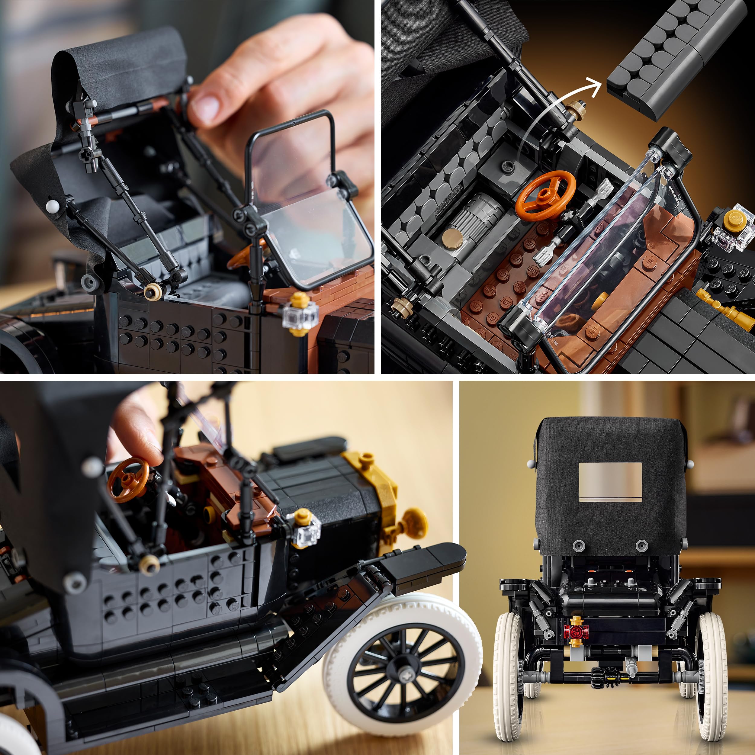 LEGO Icons Ford Model T - Modello di Auto Retrò per Adulti - Set da Collezione con Tetto in Tessuto, Ruote Alte e Parabrezza Apribile - Regalo Fai da Te per gli Appassionati di Veicoli Classici 11376
