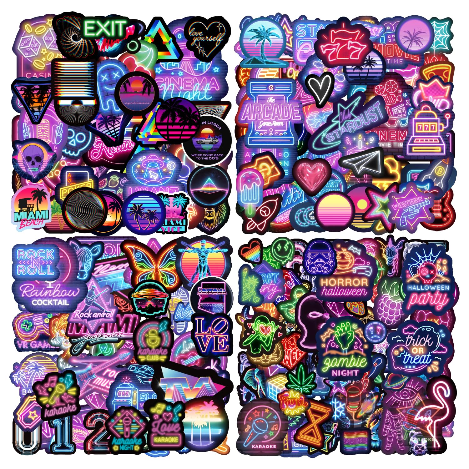 Water Bottle Stickers 300+ Pieces Cool Neon Sticker Book, Prizes for Kids Classroom Reward, Waterproof Vinyl Stickers for Water Bottles Laptop Skateboard Scrapbooking Journaling Notesbook Luggage Gift — image 1