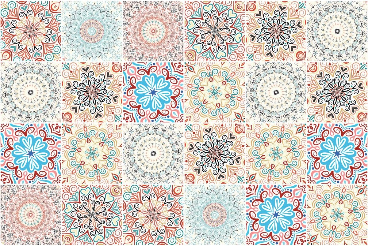 Ambiance Pack of 9 Self-Adhesive Tiles with Azulejos Design (20 x 20 cm)