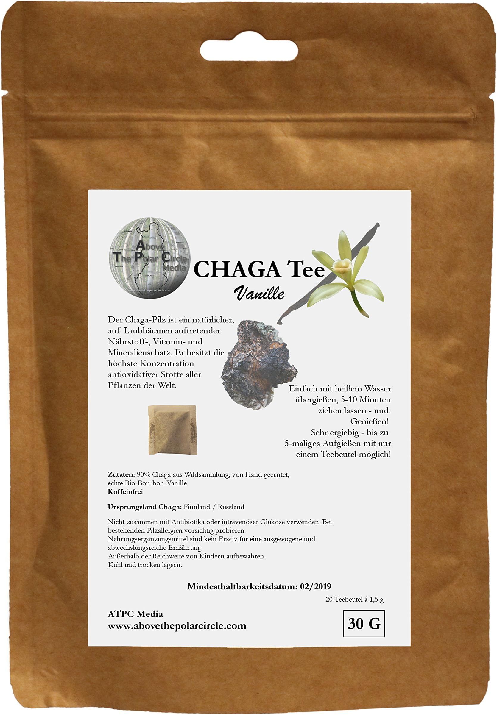 Chaga powder in tea bags vanilla