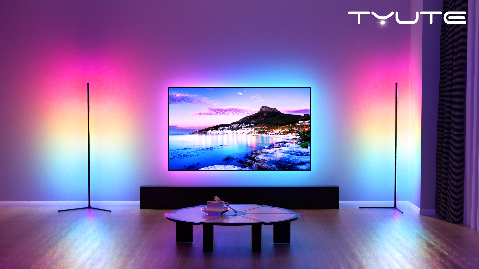 Tyute Corner Floor Lamp, RGB LED Corner Lamp with Music Sync