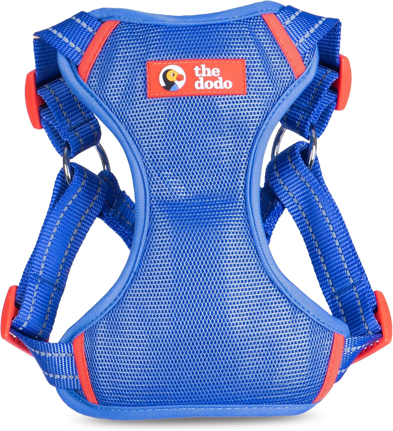 The Dodo Blue Dog Harness - Large; Easy Step-in Harness for Dogs; Breathable Mesh Fabric; Snap-Together, Pinch Release Buckle, Ring for Leash Attachment; Everyday Pet Apparel