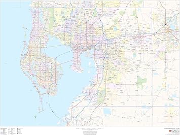 Hillsborough County, Florida - 48" x 36" Laminated Wall Map
