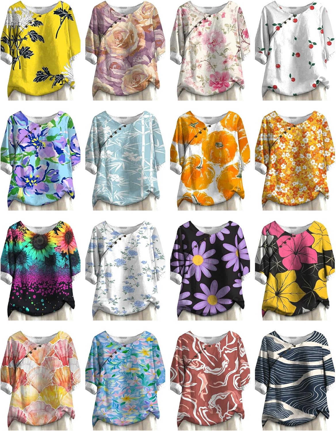 Casual T Shirts for Women Baggy Half Sleeve Floral Graphic Summer Round Neck Loose Fit Work Plus Size Tops - Image 4