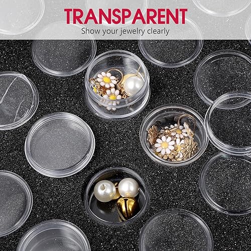 Miniatura 3 de KALLORY Caja de almacenamiento redonda de plástico transparente con diamantes para uñas, 50 rejillas, para manualidades, cuentas de gemas, estuche