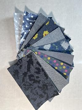 Inside/Outside Decorative Fabric Iron On Patches-Handmade in the USA - Assorted Set of 10 Denim Asst 1