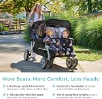 Gaggle by Foundations Jamboree 6 Seat Multi-Child Stroller with Sun Blocking Canopies | Reclining Seats | 5-Point Safety Harness | Compact Fold for Daycares, Parks & Travel | Black