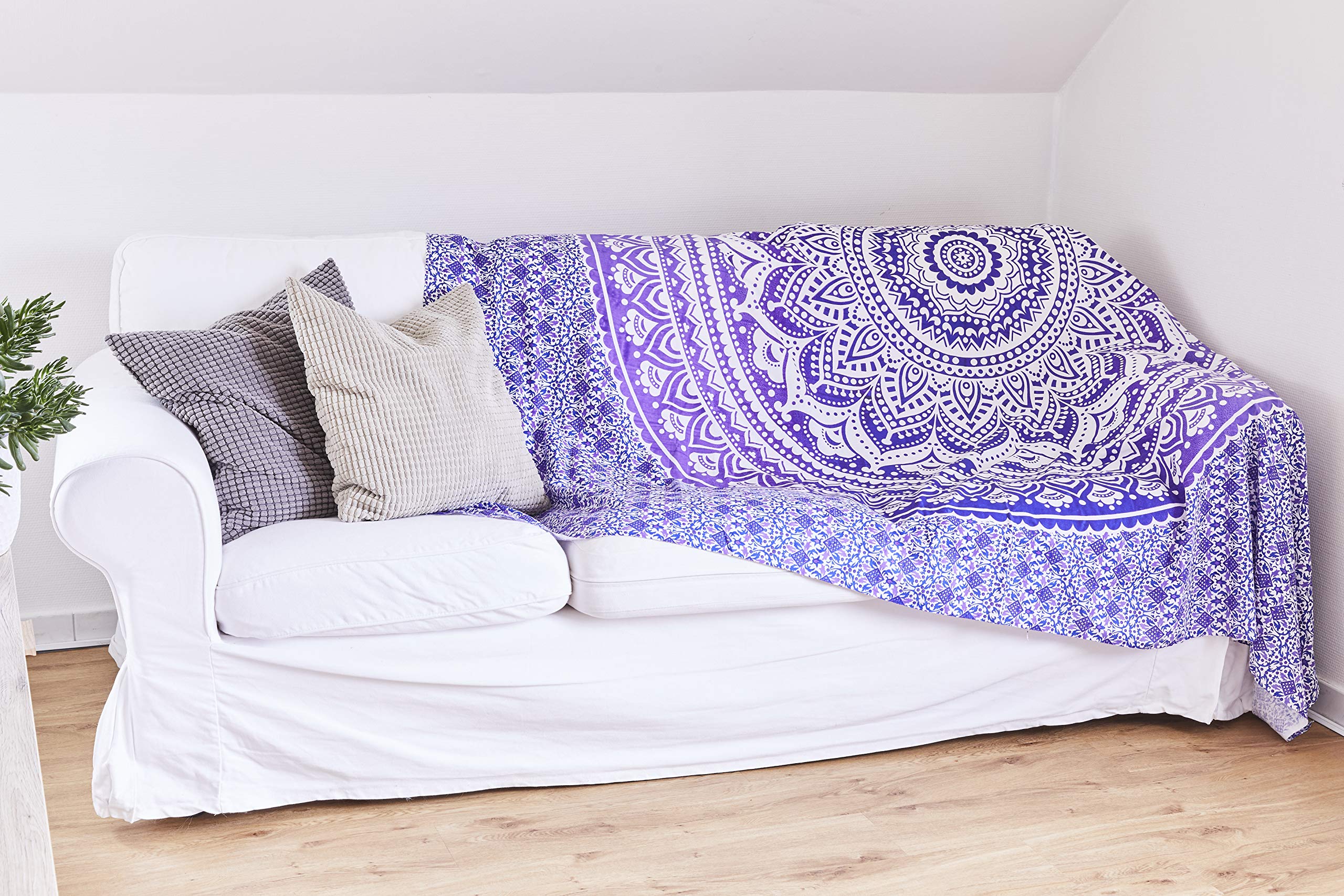 THE ART BOX Ombre Mandala Wandbehang Hippie Wandtapijten Blauw - 135x160 cm Decoratief Indie Katoen Boho Home Wanddoek Psychedelische Tapestries voor Woonkamer : THE ART BOX