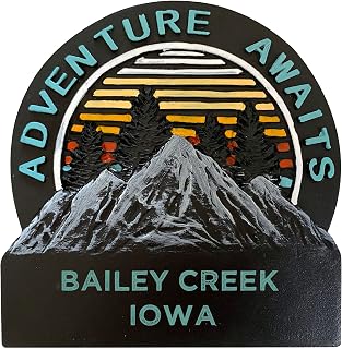 Bailey Creek Iowa Hand Painted Resin Refrigerator Magnet 3-Inch Approximately Adventure Awaits Design