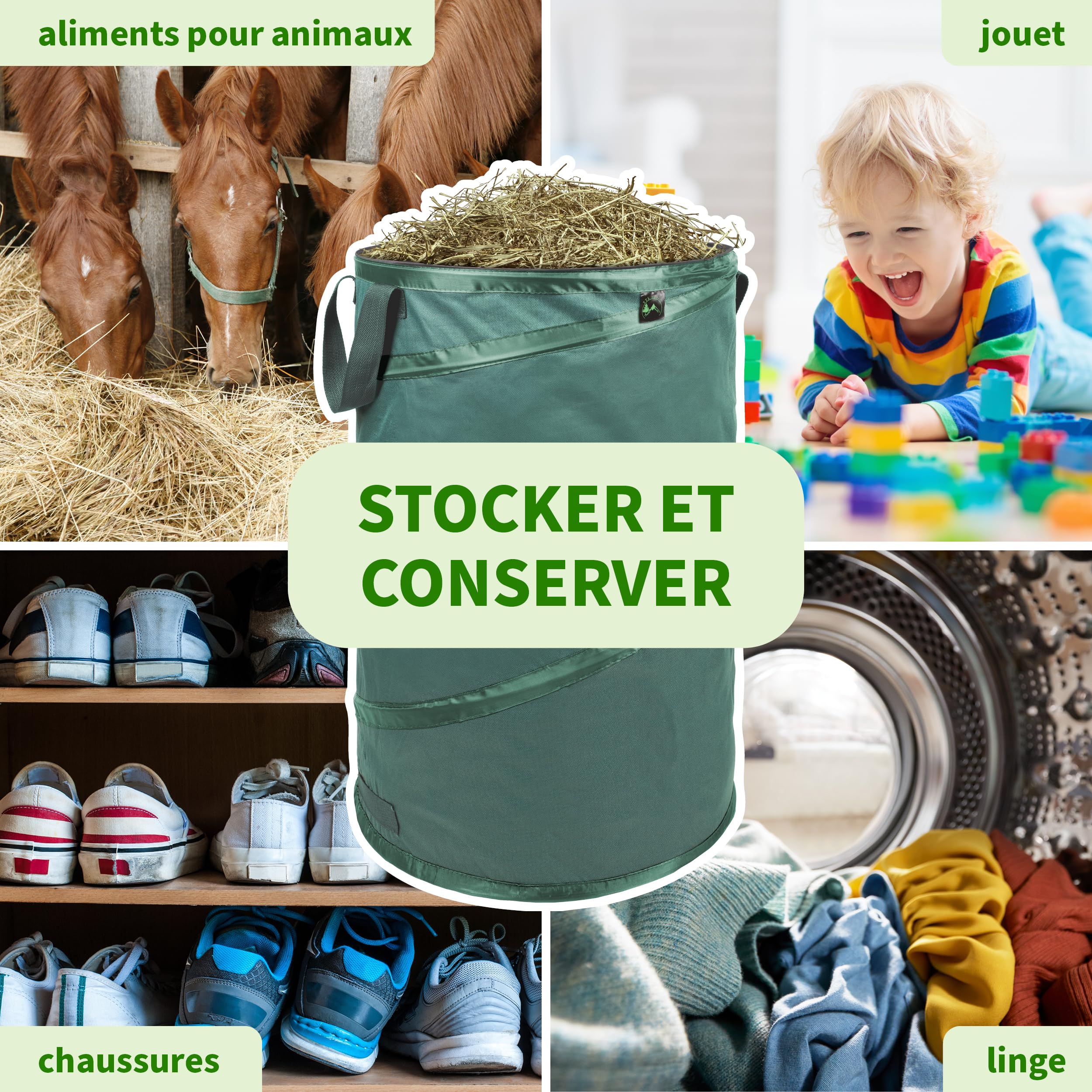 TTL Garden - Pop Up - Lot de 3 sacs à feuilles de jardin - 120 l - Tissu extra robuste - Idéaux pour déchets de jardin - Pliable autoportant