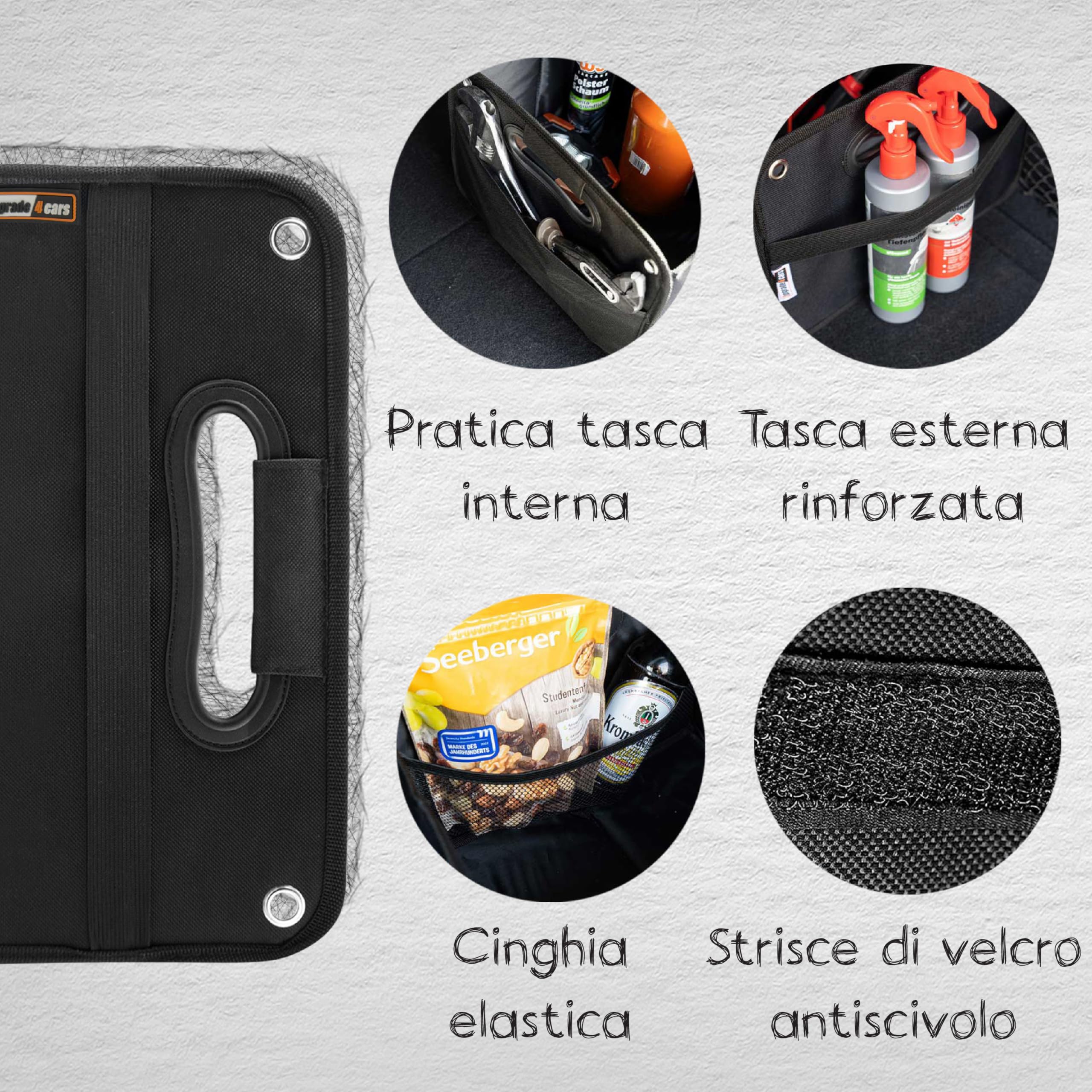 Upgrade4cars Bolsa para Maletero de Coche | Organizador para Compras, Herramientas y Limpieza | Mala Organizadora Carro Caja Plegable Almacenaje Accesorios Interior