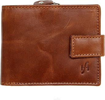 STARHIDE RFID Blocking Mens Real Leather Zipper Coin Pocket Wallet Purse - 1180