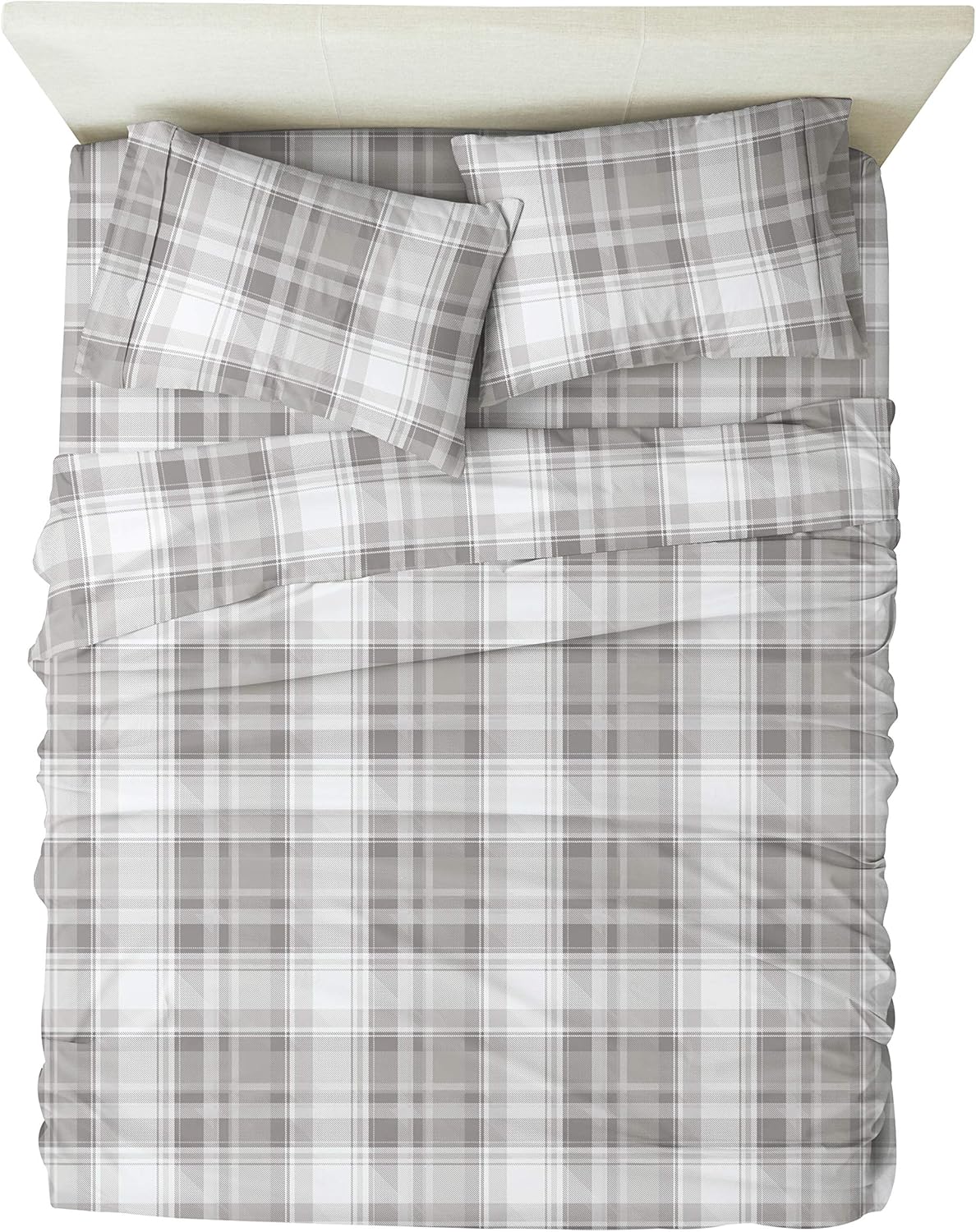 Linen Market 3 Piece Twin Bedding Sheet Set (Light Gray Plaid) - Sleep Better Than Ever with These Ultra-Soft & Cooling Bed Sheets for Your Twin Size Bed - Deep Pocket Fits 16" Mattress
