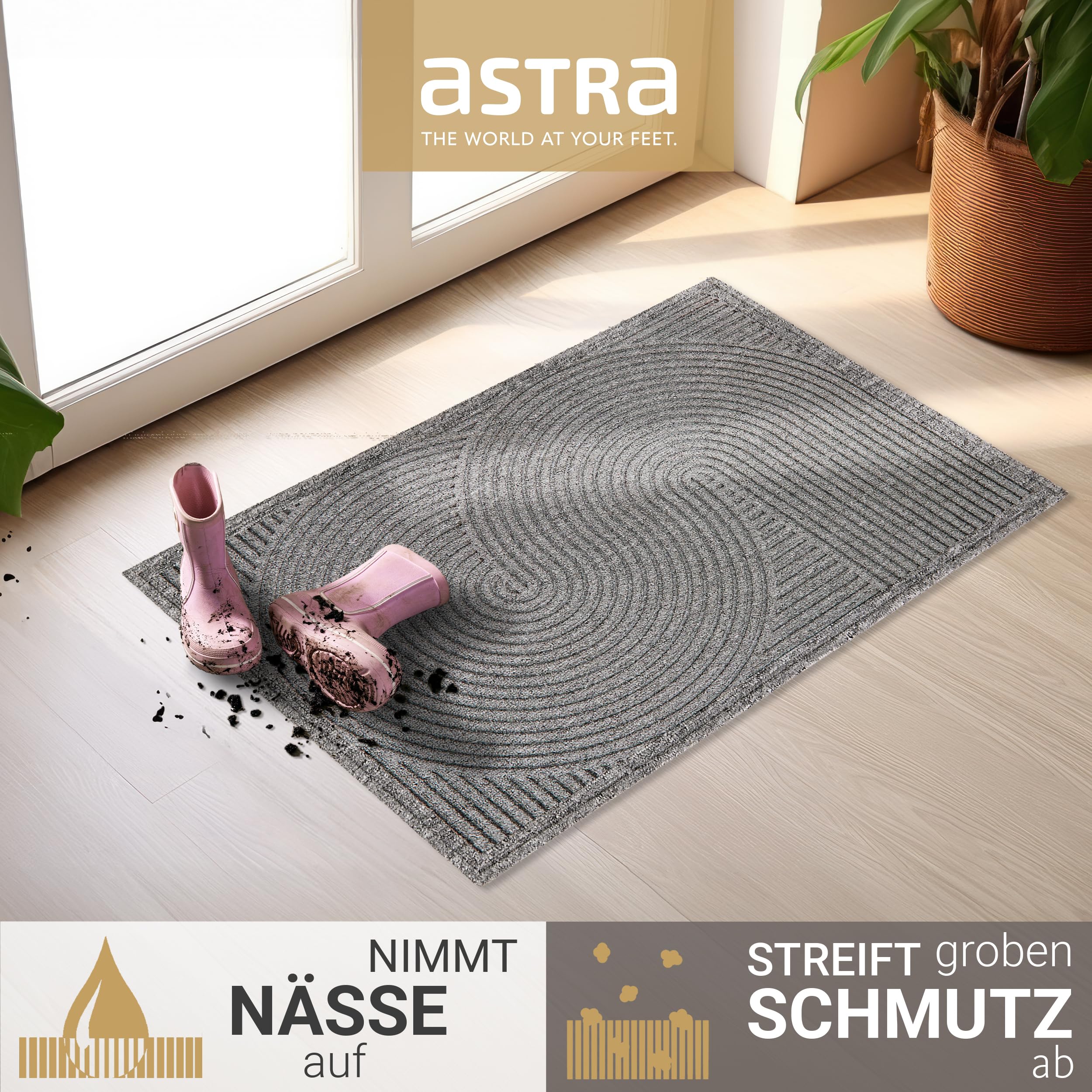 Wetterfeste Fussmatte robust außen rutschfest - Grau 2er Set 45 x 75 cm
