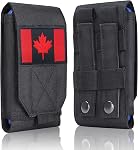 Sac de poche pour téléphone portable à molette tactique noir, Sac de Holster pour téléphone étanche iPhone 13 14 15 Pro Max pour Samsung S22 S24 Remarque 20 A13 A52 Moins 6.7" Téléphoner avec Canada Flag Patch