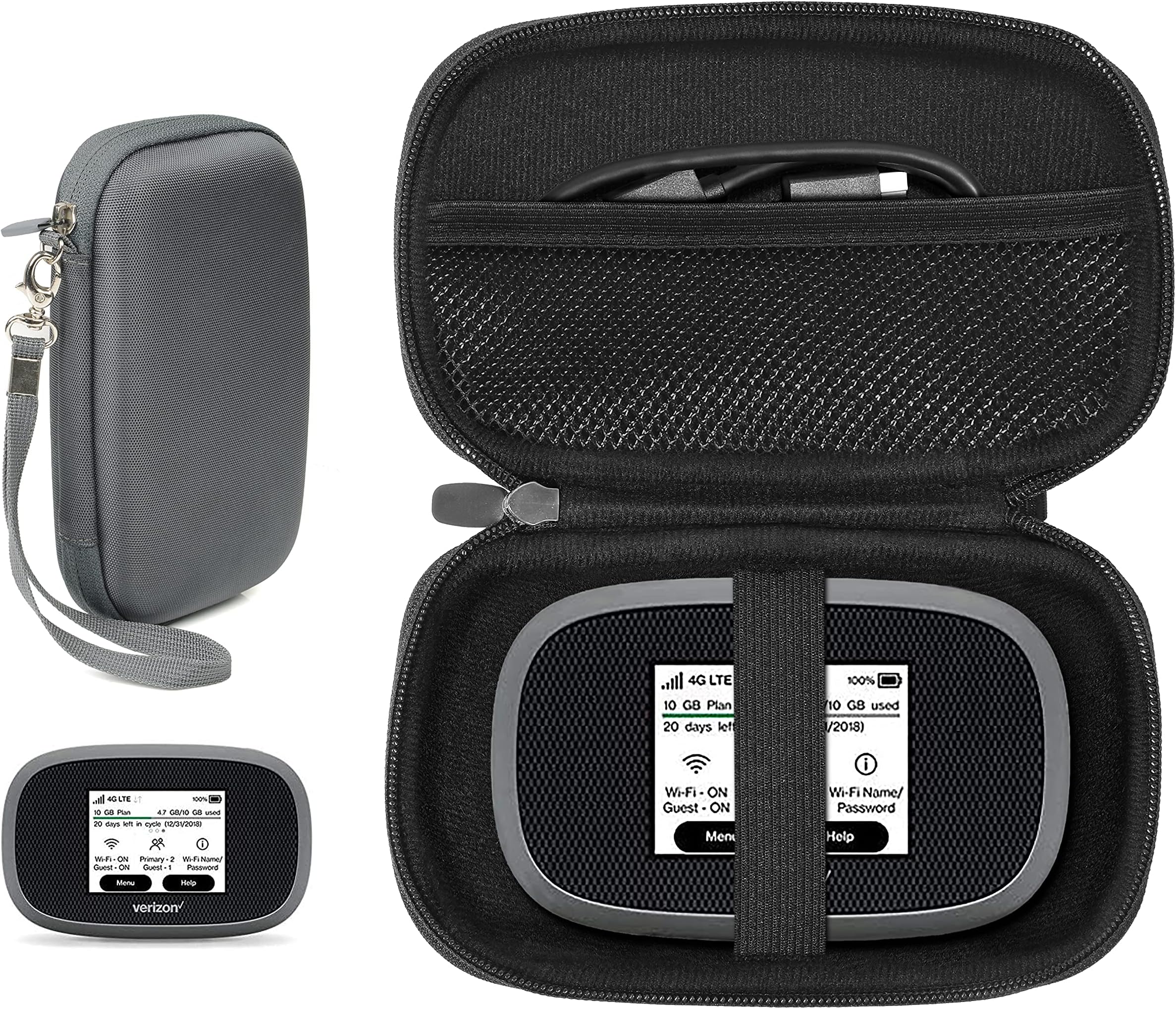 Alltravel Wi-Fi Hotspot Booster Laptops Case For Verizon Wireless Jetpack 8800L 4G Lte, Mesh Pocket, Gray