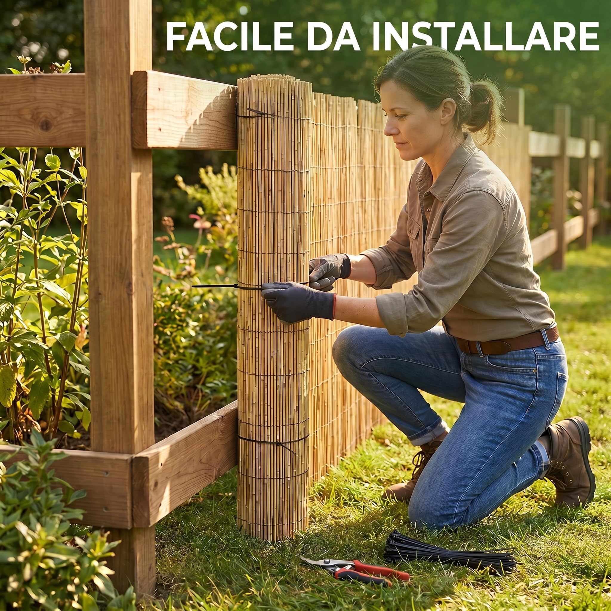 MAKA Arella in Bambù Naturale Frangivista per Esterno 4 mm, Canniccio Ombreggiante per Giardino Terrazzo Balcone, Stuoia in Canna Bambù per Recinzione Decorativa e Privacy (1x3 metri)