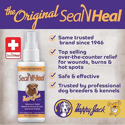 Miniatura 7 de HAPPY JACK Seal 'N Heal - Vendaje líquido para perros, gatos, mascotas, spray para el cuidado de heridas (4 onzas), protege contra cortes menores,