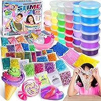 33 Cups Jumbo Slime Kit for Kids, FunKidz Premade Ultimate Slime Pack to DIY Soft, Cloud, Clear, Butter, Glitter, Glow in Dark Slime Making Kit Party Favors Gift Toys for Girls and Boys