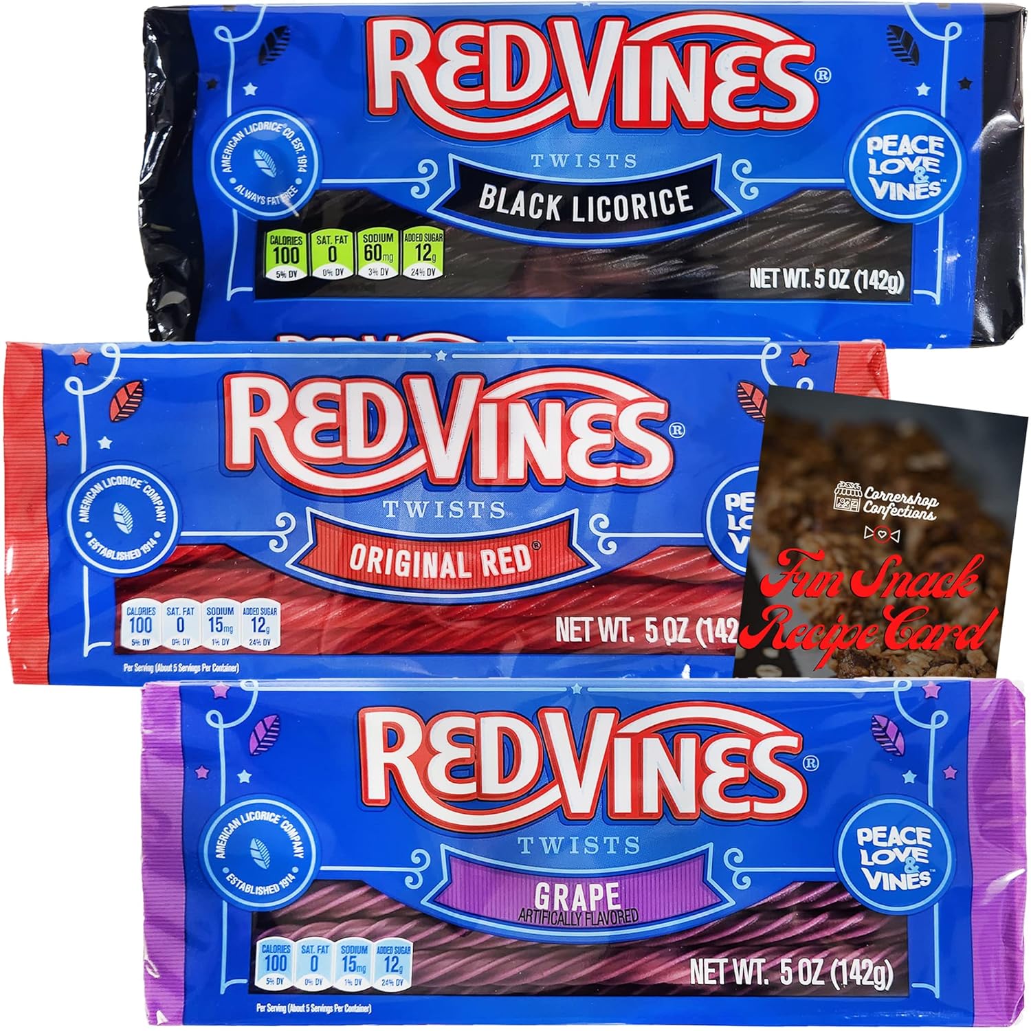 Red Vines Twists 3 Flavor Variety Pack Original Red