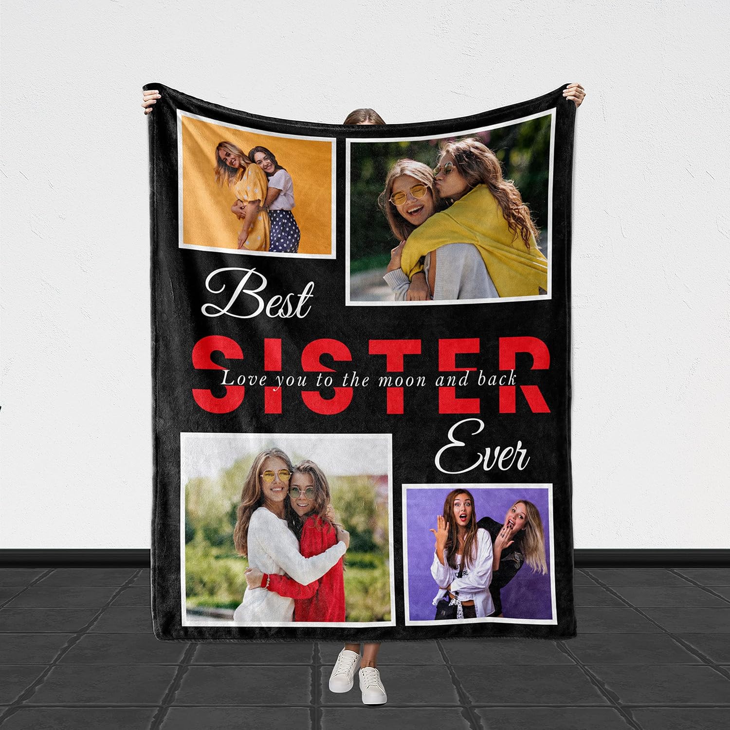 Customized to My Sister Blanket Soft Sherpa Throw Blanket for Christmas, Birthday, Graduation, Thanksgiving [Custom] (Sister Blanket 08, 60"X80")