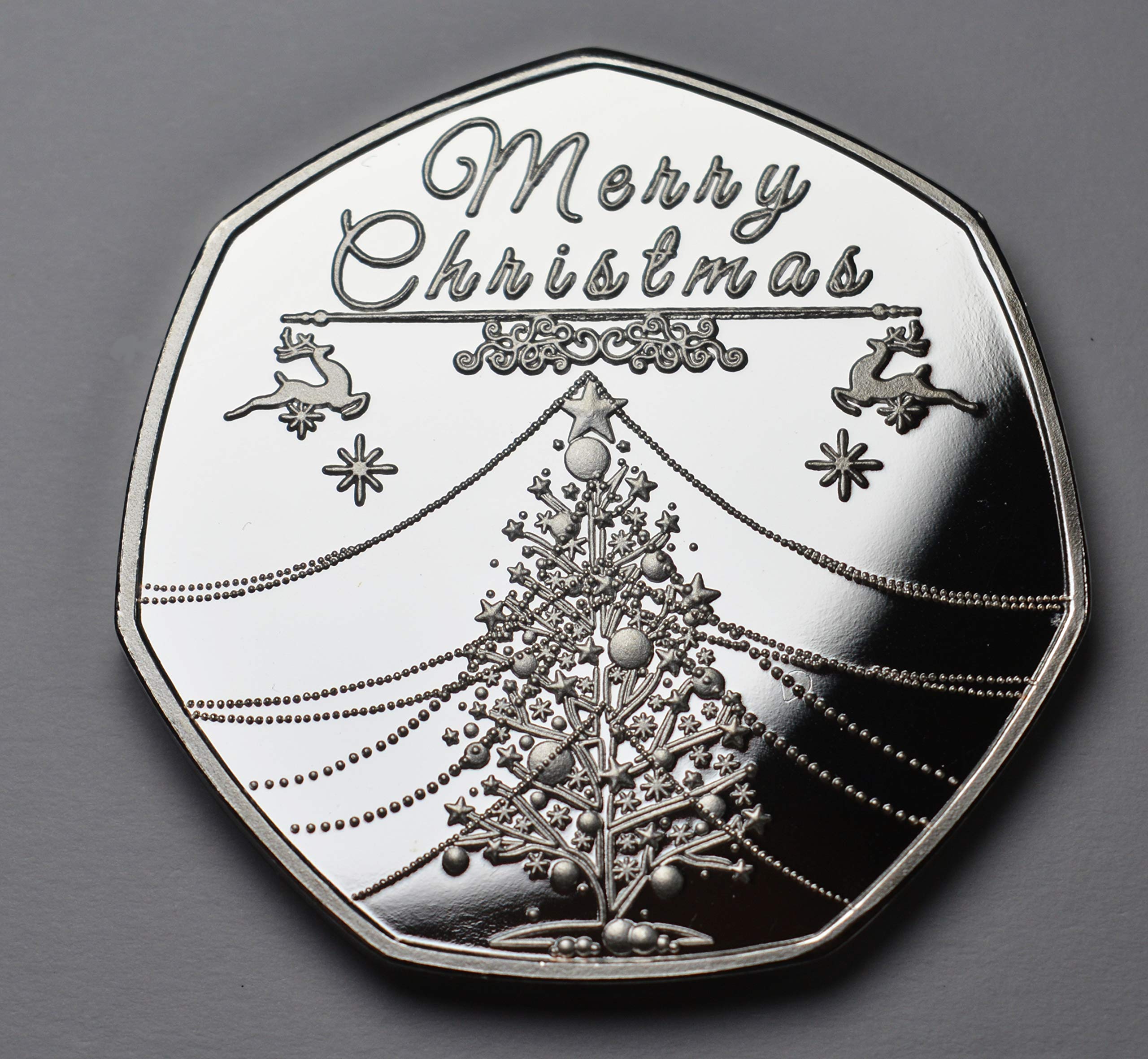 The Commemorative Coin Company Silver Merry Christmas .999 Commemorative. Snowman/Reindeer/Tree Gift/Present/Stocking Xmas/Festive