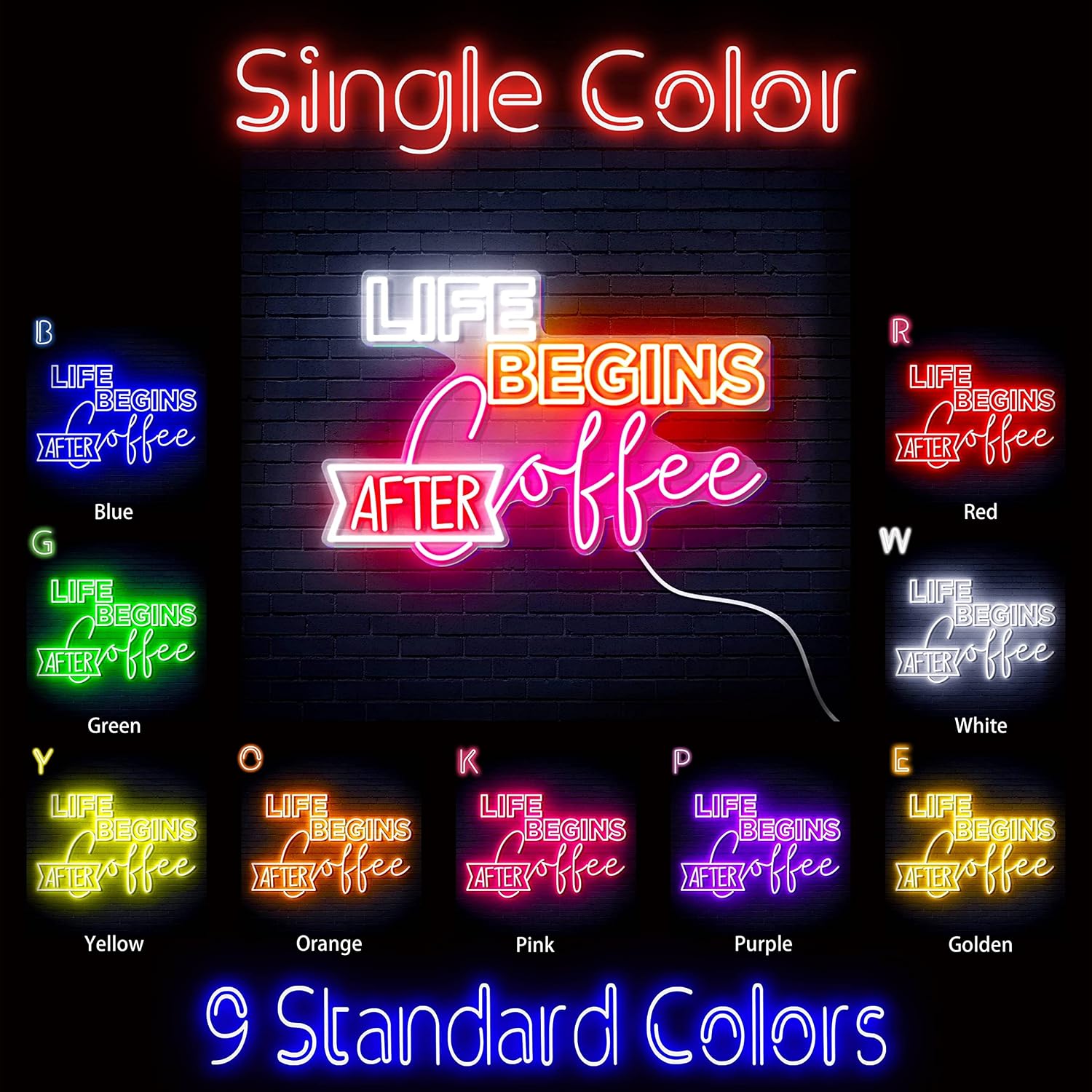 ADVPRO Life Begins After Coffee Extra-Large Ultra-Bright LED Neon Sign - Blue - st16s53-fn-j0029-b
