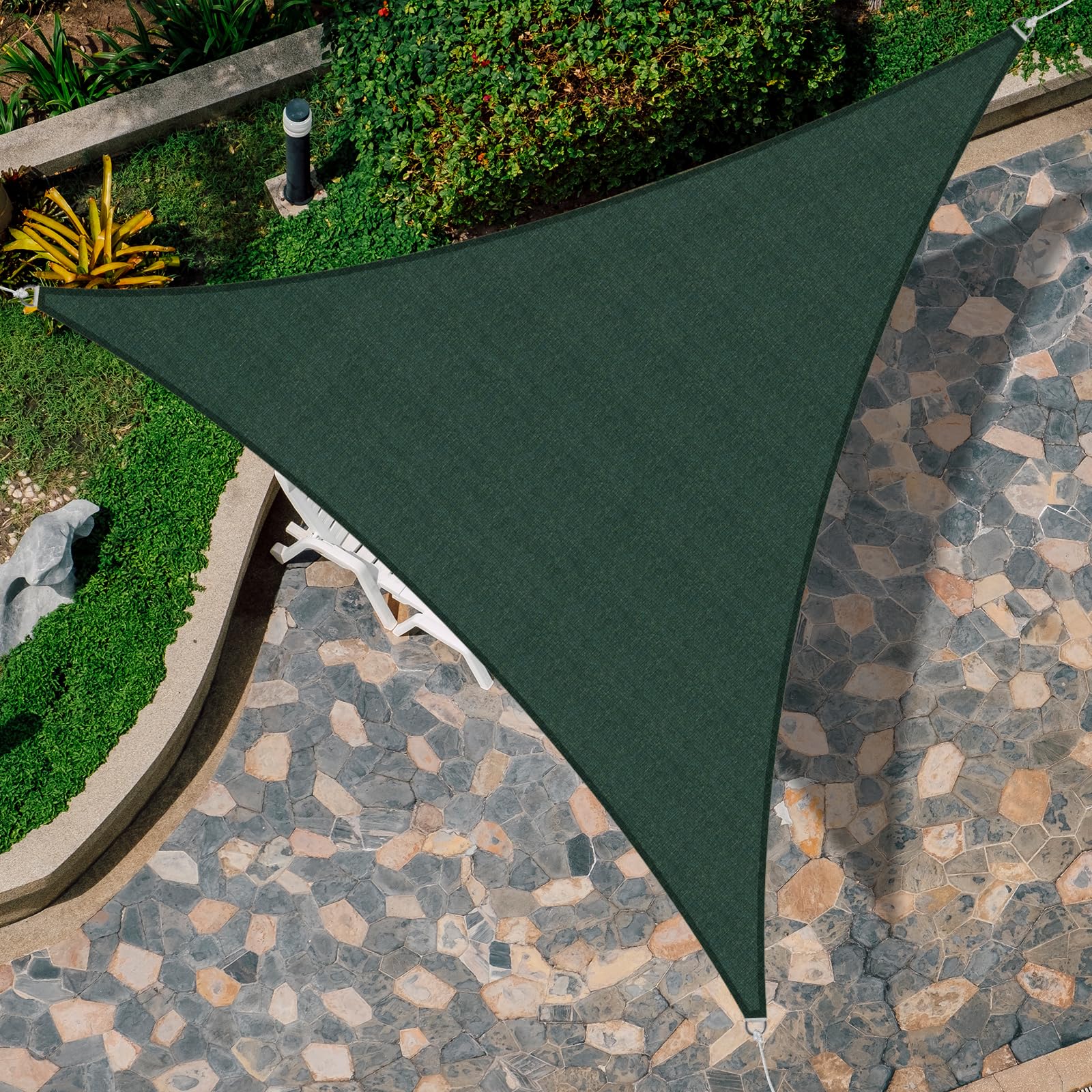 Goleray Sun Shade Sail Triangle 12'x12'x12' Shade Canopy UV Resistant Outdoor Patio Cover for Pergola Backyard Deck Garden Porch Shades, Green