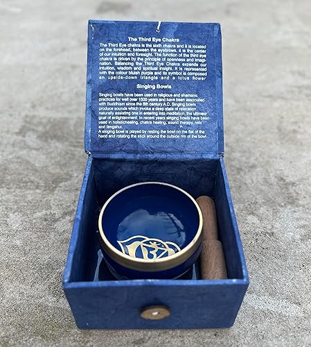 Miniatura 5 de DharmaObjects Juego de caja de regalo de cuenco cantante de tamaño prémium tibetano de tercer ojo para chakras