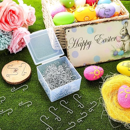 Miniatura 6 de 200 ganchos de alambre de metal para adornos navideños, ganchos de metal en forma de S con caja de almacenamiento para festivales irlandeses y