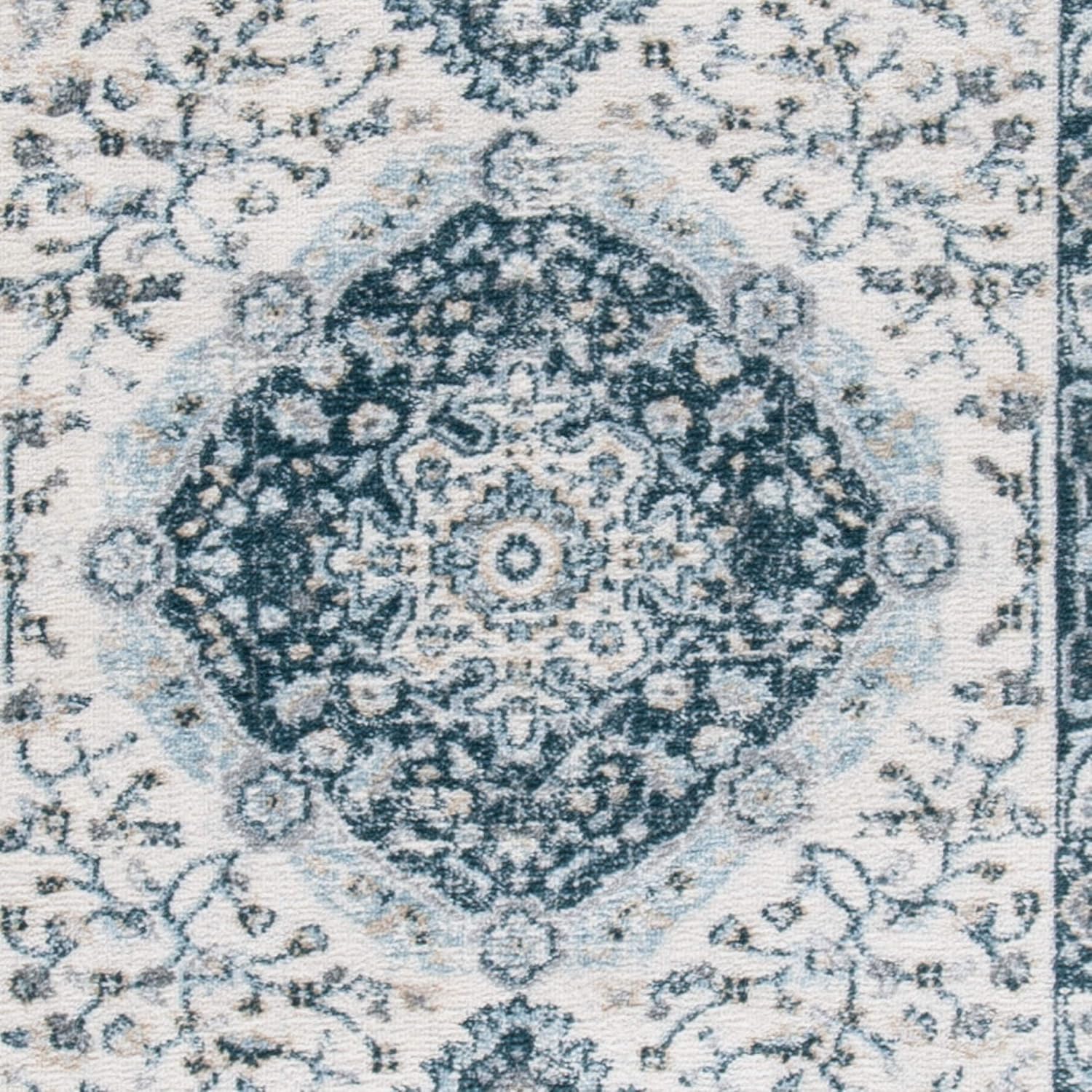 SAFAVIEH Isabella Collection Runner Rug - 2'2" x 7', Cream & Light Blue, Oriental Design, Non-Shedding & Easy Care, Ideal for High Traffic Areas in Living Room, Bedroom (ISA915M)