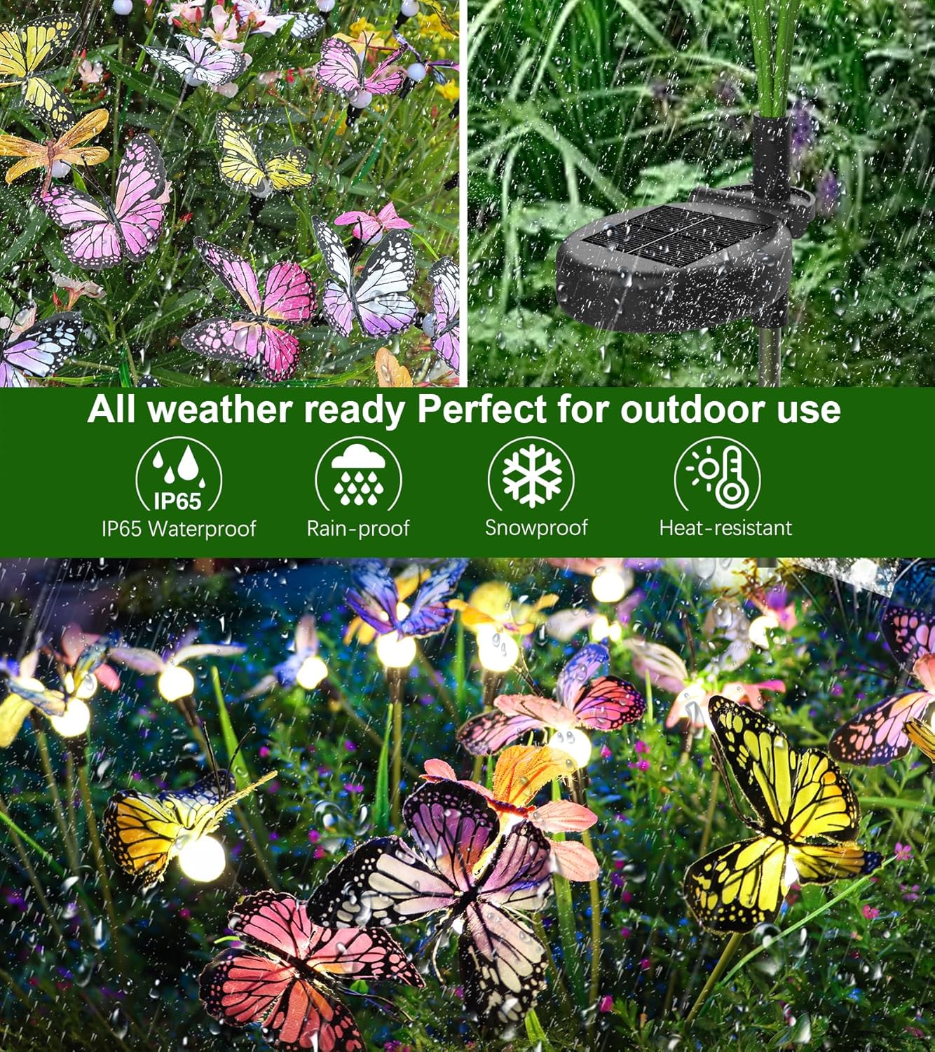 Aiscool Solar Garden Lights, 4 Pack Swaying in The Wind Outdoor Butterfly Stakes Swaying Dance Outside Yard Lawn Patio Pool Decorative Solar Powered Pathway Summer Decoration, IP65 Waterproof